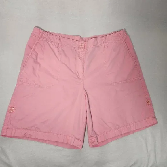 TALBOTS TALBOTS Gorpcore PINK Semi Elastic Waist Roll Leg Bermuda Short Size 16. - Picture 3 of 16